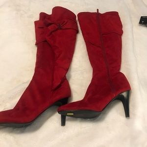 Red suede boots